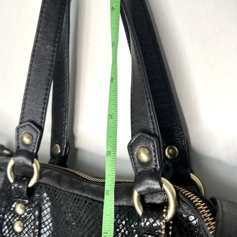 Coach Ashley Black Python Leather Satchel Purse